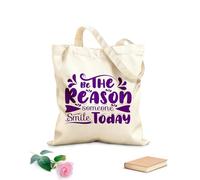 AILOONG Bolsa de tela con correa de cincha Sé la razón por la que alguien sonría hoy, cita motivacional, tipografía y caligrafía. Tela de 340g/m² de grosor Bolsa para dibujar