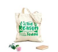 AILOONG Bolsa de tela con correa de cincha Sé la razón por la que alguien sonría hoy, cita motivacional, tipografía y caligrafía. Tela de 340g/m² de grosor Bolsa para dibujar