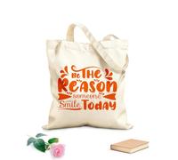 AILOONG Bolsa de tela con correa de cincha Sé la razón por la que alguien sonría hoy, cita motivacional, tipografía y caligrafía. Tela de 340g/m² de grosor Bolsa para dibujar