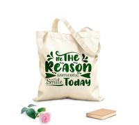 AILOONG Bolsa de tela con correa de cincha Sé la razón por la que alguien sonría hoy, cita motivacional, tipografía y caligrafía. Tela de 340g/m² de grosor Bolsa para dibujar