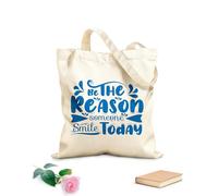 AILOONG Bolsa de tela con correa de cincha Sé la razón por la que alguien sonría hoy, cita motivacional, tipografía y caligrafía. Tela de 340g/m² de grosor Bolsa para dibujar