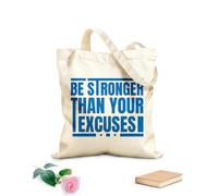 AILOONG Bolsa de tela con correa de cincha Sé más fuerte que tus excusas, diseño tipográfico de gimnasio, citas motivacionales Tela de 340g/m² de grosor Bolsa para dibujar