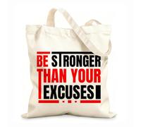 AILOONG Bolsa de tela con correa de cincha Sé más fuerte que tus excusas, diseño tipográfico de gimnasio, citas motivacionales Tela de 12 oz de grosor Bolsa para dibujar 25x30cm Pequeño