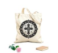 AILOONG Bolsa de tela con correa de cincha silueta de cruz celta Tela de 12 oz de grosor Bolsa para dibujar 25x30cm Pequeño