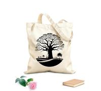 AILOONG Bolsa de tela con correa de cincha Tela de 12 oz de grosor Hermosa silueta de árbol baobab con tema de naturaleza. Bolsa para dibujar 35x40cm Grande