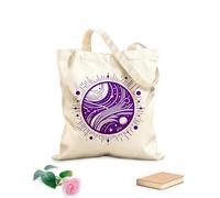 AILOONG Bolsa de tela con correa de cincha Tela de 340g/m² de grosor Cósmico minimalista que presenta elementos celestiales estilizados dentro de líneas circulares que irradian energía.