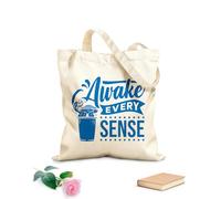 AILOONG Bolsa de tela con correa de cincha Tela de 340g/m² de grosor Despierta todos los sentidos, citas apasionadas sobre café, tipografía Bolsa para dibujar