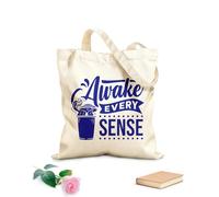 AILOONG Bolsa de tela con correa de cincha Tela de 340g/m² de grosor Despierta todos los sentidos, citas apasionadas sobre café, tipografía Bolsa para dibujar