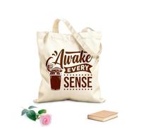 AILOONG Bolsa de tela con correa de cincha Tela de 340g/m² de grosor Despierta todos los sentidos, citas apasionadas sobre café, tipografía Bolsa para dibujar
