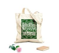 AILOONG Bolsa de tela con correa de cincha Tela de 340g/m² de grosor Detrás de cada mujer exitosa está ella misma. Bolsa para dibujar