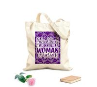 AILOONG Bolsa de tela con correa de cincha Tela de 340g/m² de grosor Detrás de cada mujer exitosa está ella misma. Bolsa para dibujar