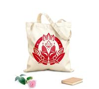 AILOONG Bolsa de tela con correa de cincha Tela de 340g/m² de grosor Patrón estilizado de dos manos unidas en oración. Bolsa para dibujar