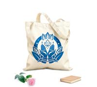 AILOONG Bolsa de tela con correa de cincha Tela de 340g/m² de grosor Patrón estilizado de dos manos unidas en oración. Bolsa para dibujar