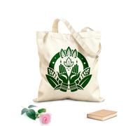 AILOONG Bolsa de tela con correa de cincha Tela de 340g/m² de grosor Patrón estilizado de dos manos unidas en oración. Bolsa para dibujar