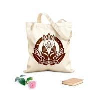 AILOONG Bolsa de tela con correa de cincha Tela de 340g/m² de grosor Patrón estilizado de dos manos unidas en oración. Bolsa para dibujar