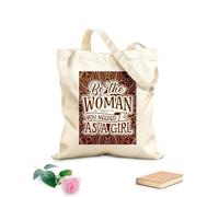 AILOONG Bolsa de tela con correa de cincha Tela de 340g/m² de grosor Sé la mujer que necesitabas cuando eras niña, cita del Día de la Mujer. Bolsa para dibujar