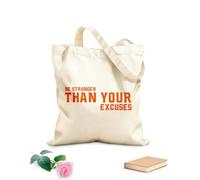 AILOONG Bolsa de tela con correa de cincha Tela de 340g/m² de grosor Sé más fuerte que tus excusas, tipografía, ventana de coche, cubierta de cápsula aislada. Bolsa para dibujar