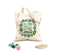 AILOONG Bolsa de tela con correa de cincha Tela de 340g/m² de grosor Sé tu propia razón para sonreír frase cita de amor propio Bolsa para dibujar