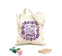 AILOONG Bolsa de tela con correa de cincha Tela de 340g/m² de grosor Sé tu propia razón para sonreír frase cita de amor propio Bolsa para dibujar