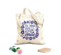 AILOONG Bolsa de tela con correa de cincha Tela de 340g/m² de grosor Sé tu propia razón para sonreír frase cita de amor propio Bolsa para dibujar