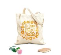 AILOONG Bolsa de tela con correa de cincha Tela de 340g/m² de grosor Sé tu propia razón para sonreír frase cita de amor propio Bolsa para dibujar