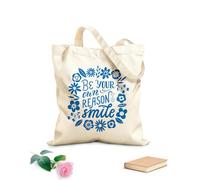 AILOONG Bolsa de tela con correa de cincha Tela de 340g/m² de grosor Sé tu propia razón para sonreír frase cita de amor propio Bolsa para dibujar