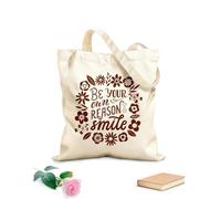 AILOONG Bolsa de tela con correa de cincha Tela de 340g/m² de grosor Sé tu propia razón para sonreír frase cita de amor propio Bolsa para dibujar