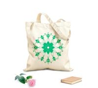 AILOONG Bolsa de tela con correa de cincha Tela de 340g/m² de grosor Un mandala simétrico con una forma de flor central y elementos intrincados que fluyen como pétalos. Bolsa para dibujar