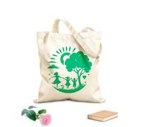 AILOONG Bolsa de tela con correa de cincha Tela de 340g/m² de grosor Una familia se abraza alegremente bajo un árbol de sol estilizado. Bolsa para dibujar