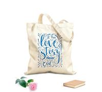 AILOONG Bolsa de tela con correa de cincha Tela de 340g/m² de grosor Una historia de amor VERDADERA que nunca termina, citas motivacionales Bolsa para dibujar