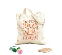 AILOONG Bolsa de tela con correa de cincha Tela de 340g/m² de grosor Una historia de amor VERDADERA que nunca termina, citas motivacionales Bolsa para dibujar