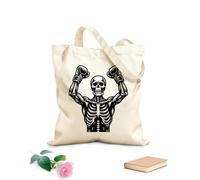 AILOONG Bolsa de tela con correa de cincha Un esqueleto con guantes de boxeo en sus manos. Tela de 12 oz de grosor Bolsa para dibujar 25x30cm Pequeño