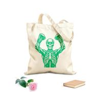 AILOONG Bolsa de tela con correa de cincha Un esqueleto con guantes de boxeo en sus manos. Tela de 340g/m² de grosor Bolsa para dibujar