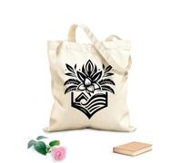 AILOONG Bolsa de tela con correa de cincha Un logotipo floral estilizado Tela de 12 oz de grosor Bolsa para dibujar 31x36cm Mediano