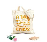 AILOONG Bolsa de tela con correa de cincha Una historia de amor VERDADERA nunca termina, tipografía, diseño para el día de San Valentín. Tela de 340g/m² de grosor Bolsa para dibujar