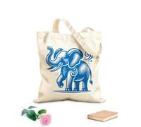 AILOONG Bolsa de tela con correa de cincha Una imagen estilizada de una cabeza de elefante rodeada de intrincados diseños florales y botánicos. Tela de 340g/m² de grosor Bolsa para dibujar