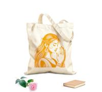 AILOONG Bolsa de tela con correa de cincha Una mujer con un vestido tradicional indio y las manos juntas. Tela de 340g/m² de grosor Bolsa para dibujar