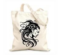 AILOONG Bolsa de tela con correa de cincha Una mujer tribal con cabello largo y un tatuaje tribal. Tela de 12 oz de grosor Bolsa para dibujar 31x36cm Mediano