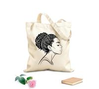 AILOONG Bolsa de tela con correa de cincha Una silueta de arte lineal de una mujer joven con cabello rizado. Tela de 12 oz de grosor Bolsa para dibujar 25x30cm Pequeño