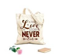 AILOONG Bolsa de tela con correa de cincha Una verdadera historia de amor que nunca termina, diseño de San Valentín. Tela de 340g/m² de grosor Bolsa para dibujar