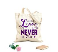 AILOONG Bolsa de tela con correa de cincha Una verdadera historia de amor que nunca termina, diseño de San Valentín. Tela de 340g/m² de grosor Bolsa para dibujar
