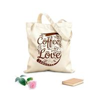 AILOONG Bolsas de almacenamiento de poliéster y algodón 1 El café es mi lenguaje del amor Tela de 340g/m² de grosor Eslogan personalizable