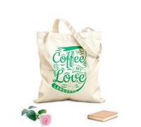 AILOONG Bolsas de almacenamiento de poliéster y algodón 1 El café es mi lenguaje del amor Tela de 340g/m² de grosor Eslogan personalizable