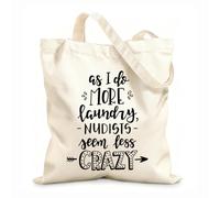 AILOONG Bolsas de almacenamiento de poliéster y algodón A medida que lavo más, los nudistas parecen menos locos. Tela de 12 oz de grosor Eslogan personalizable 35x40cm Grande