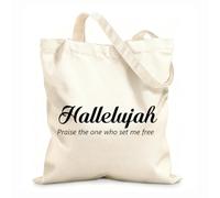 AILOONG Bolsas de almacenamiento de poliéster y algodón Aleluya, alabado sea aquel que me puso Tela de 12 oz de grosor Eslogan personalizable 25x30cm Pequeño