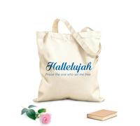 AILOONG Bolsas de almacenamiento de poliéster y algodón Aleluya, alabado sea aquel que me puso Tela de 340g/m² de grosor Eslogan personalizable