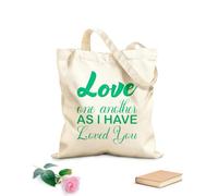 AILOONG Bolsas de almacenamiento de poliéster y algodón Amaos los unos a los otros como yo os he amado carta Tela de 340g/m² de grosor Eslogan personalizable