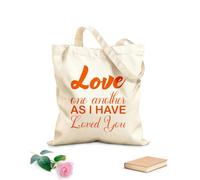 AILOONG Bolsas de almacenamiento de poliéster y algodón Amaos los unos a los otros como yo os he amado carta Tela de 340g/m² de grosor Eslogan personalizable