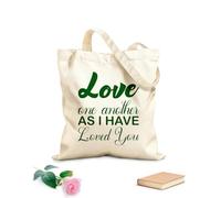 AILOONG Bolsas de almacenamiento de poliéster y algodón Amaos los unos a los otros como yo os he amado carta Tela de 340g/m² de grosor Eslogan personalizable