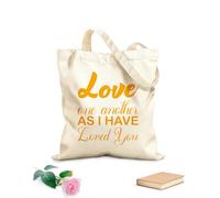 AILOONG Bolsas de almacenamiento de poliéster y algodón Amaos los unos a los otros como yo os he amado carta Tela de 340g/m² de grosor Eslogan personalizable